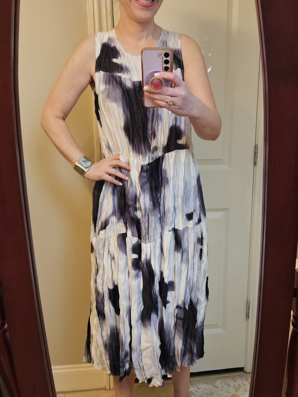 Vanité Couture Tier Tank Dress ✨ Tie-Dye Midi OSFA Oversized Boho Pleated